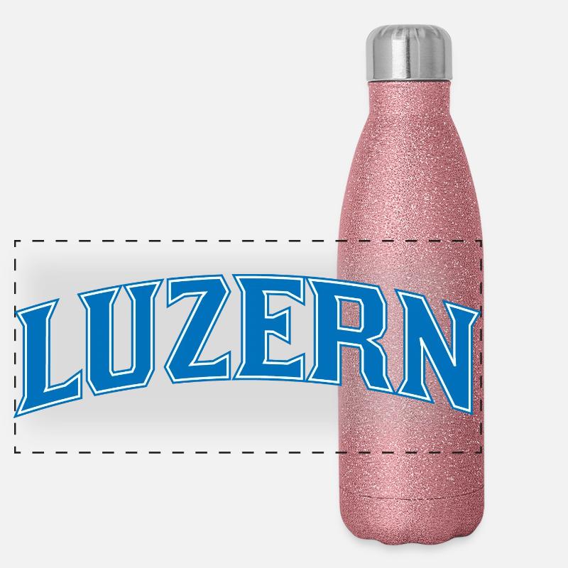 Lucerne Wordmark Blue Outline Panoramic Glitter Thermal Bottle 500 ml