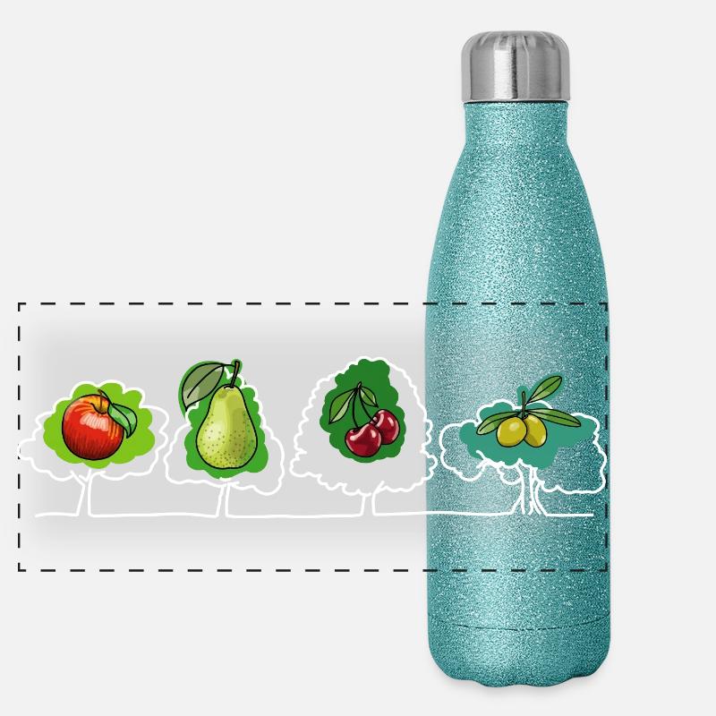 Obst und Früchte Panorama Glitzer Isolierflasche 500 ml