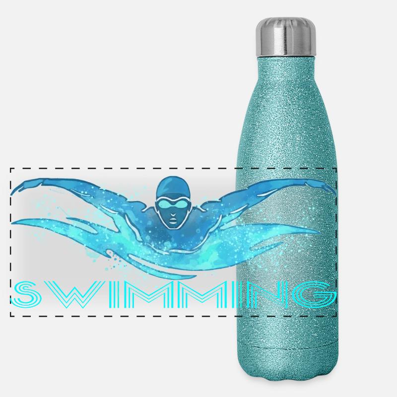 Flotteur dynamique avec vagues d’eau Gourde isotherme panoramique pailletée 500 ml