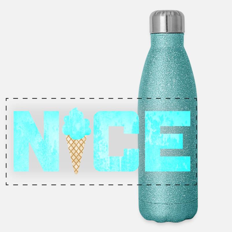Nice Eis Icecream Eiscreme Sommer Urlaub Fun Fan Panorama Glitzer Isolierflasche 500 ml