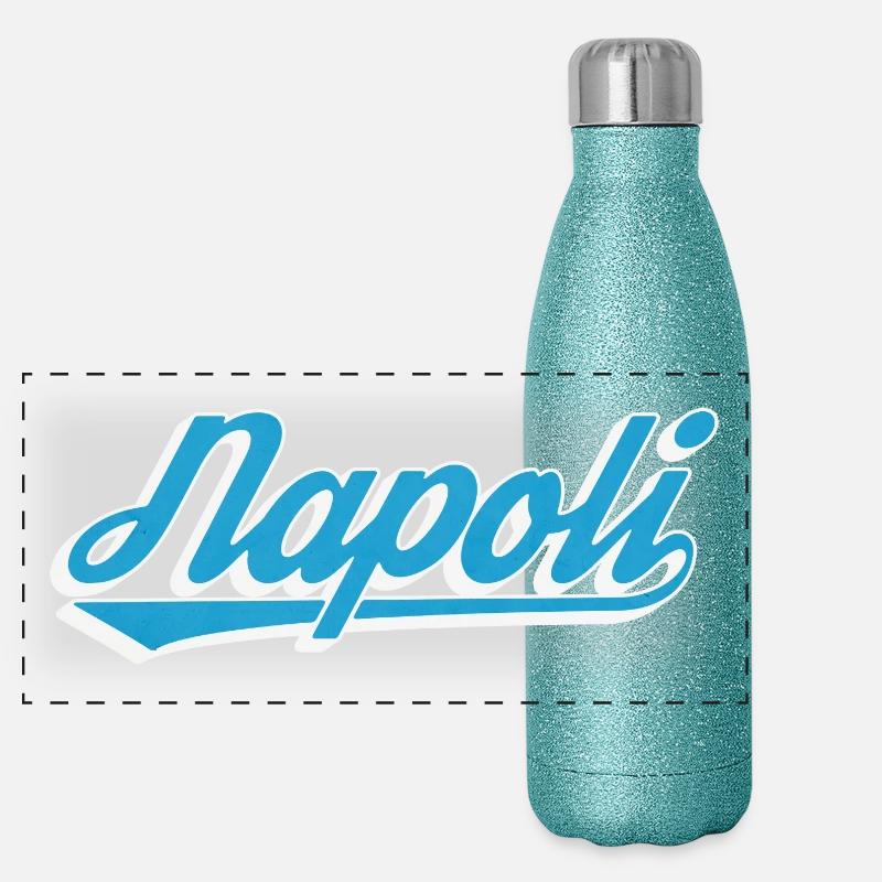 Napoli Retro Script Blau Panorama Glitzer Isolierflasche 500 ml
