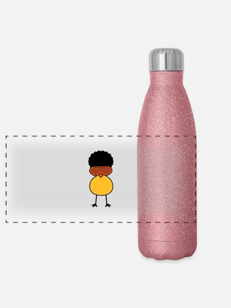 Funky Chick - Gourde isotherme panoramique pailletée 500 ml - paillettes roses - Devant