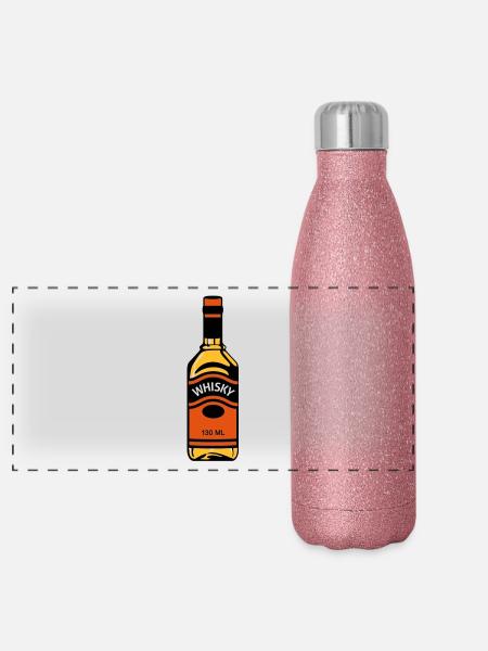 Whiskey bottle - Panoramic Glitter Thermal Bottle 500 ml - pink glitter - Front