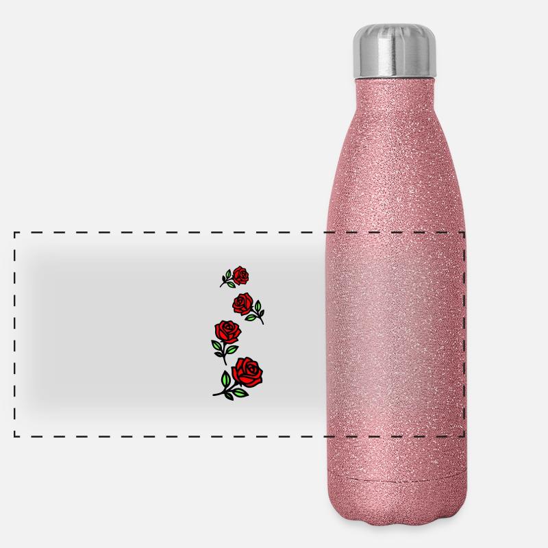 Roses Flowers Panoramic Glitter Thermal Bottle 500 ml