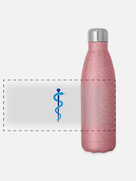 (aeskulapstab_2c) - Panorama Glitzer Isolierflasche 500 ml - Pink Glitzer - Vorne