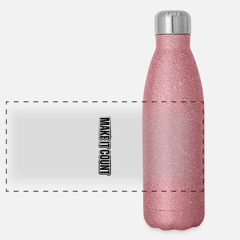 MAKE IT COUNT – motivierende vertikale Beschriftung Panorama Glitzer Isolierflasche 500 ml