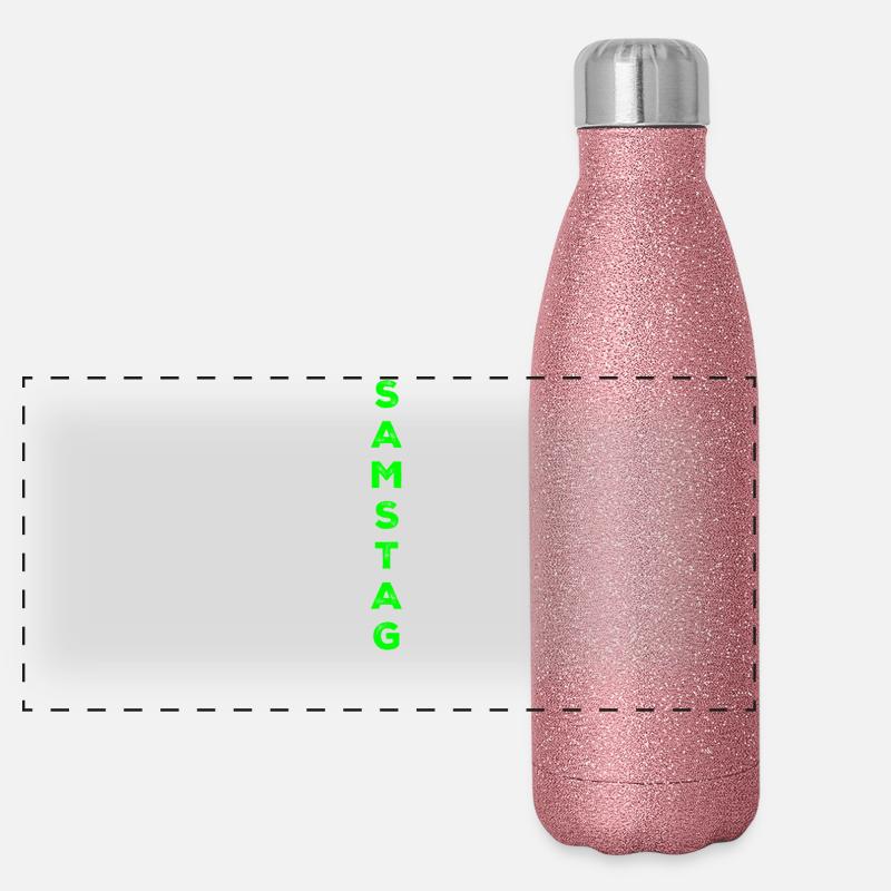 Samstag - grün Panorama Glitzer Isolierflasche 500 ml