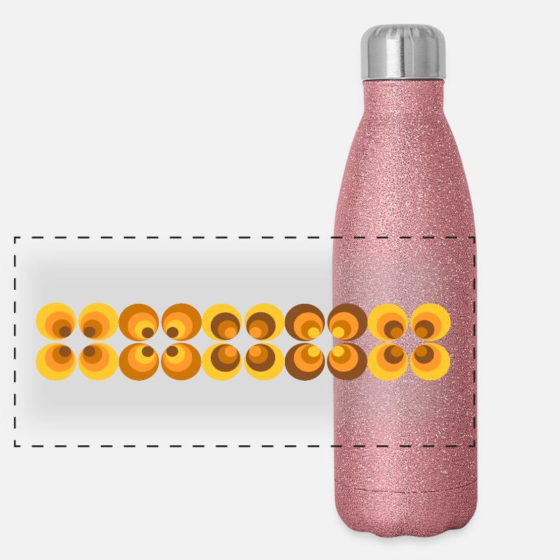 70er Jahre Blume Muster Panorama Glitzer Isolierflasche 500 ml