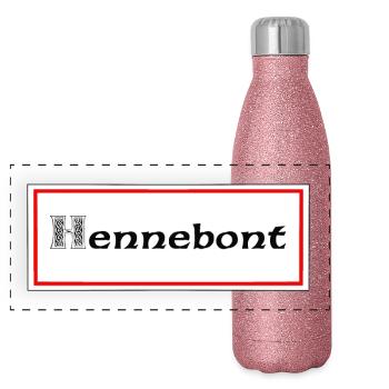 hennebont - Gourde isotherme panoramique pailletée 500 ml - paillettes roses - Devant