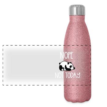 Nope not today panda - Panoramic Glitter Thermal Bottle 500 ml - pink glitter - Front