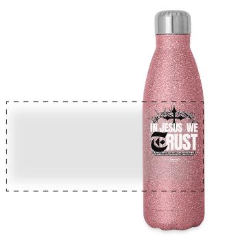 In God We Trust Jesus Christ is God - Panoramic Glitter Thermal Bottle 500 ml - pink glitter - Front