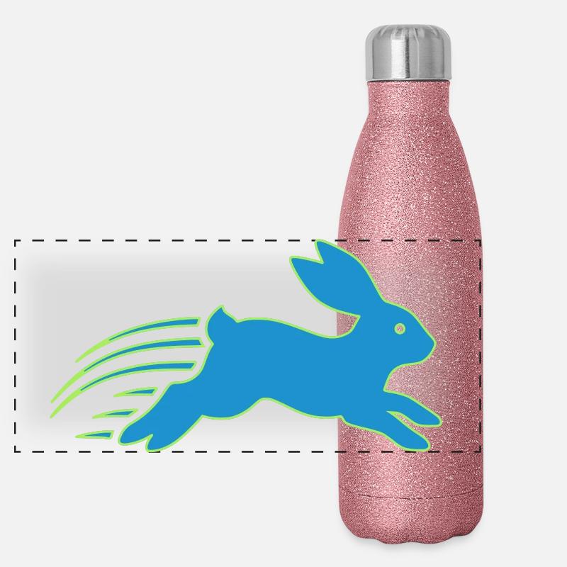Running Bunny Speed Bunny Logo Vector Panoramic Glitter Thermal Bottle 500 ml