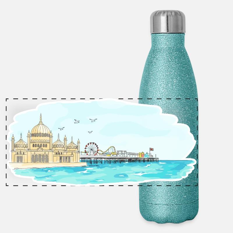 Art du Pavillon Royal de Brighton au quai Gourde isotherme panoramique pailletée 500 ml