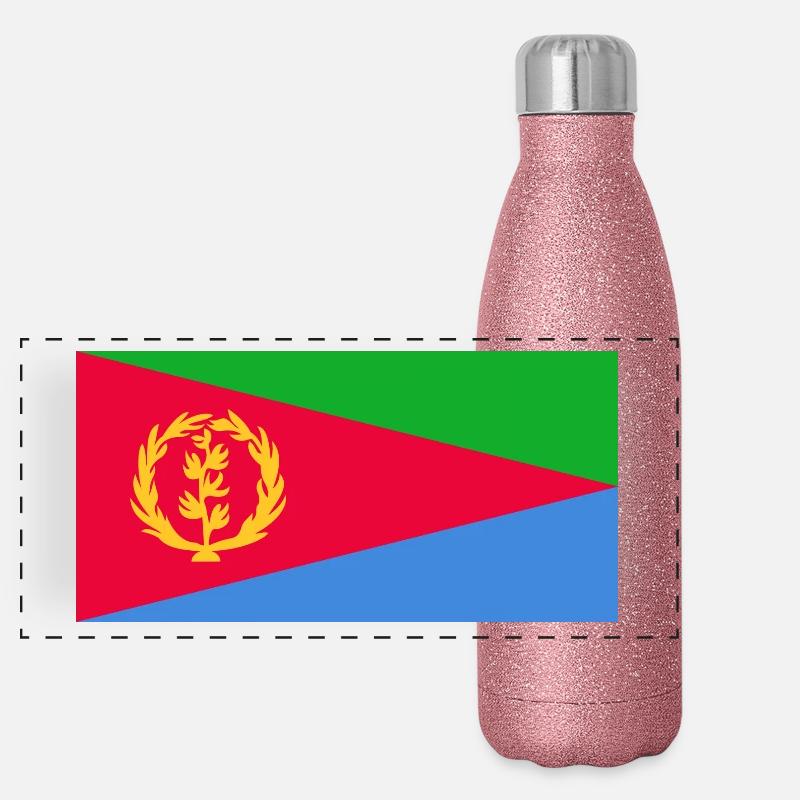Eritrea-Flagge Panorama Glitzer Isolierflasche 500 ml