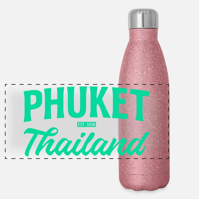 Écriture sarcelle de Phuket Thaïlande Gourde isotherme panoramique pailletée 500 ml