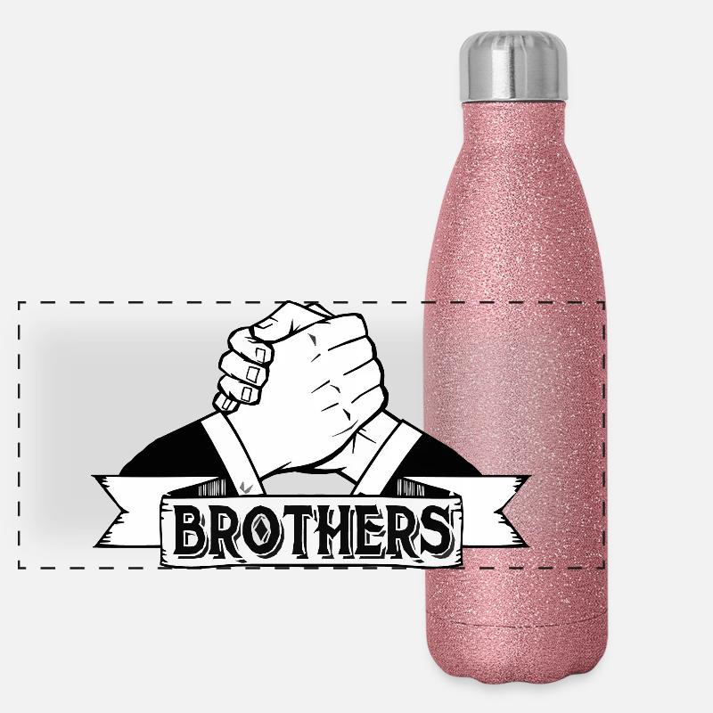 bruder brüder freund kumpel dicker bro brudi bros Panorama Glitzer Isolierflasche 500 ml