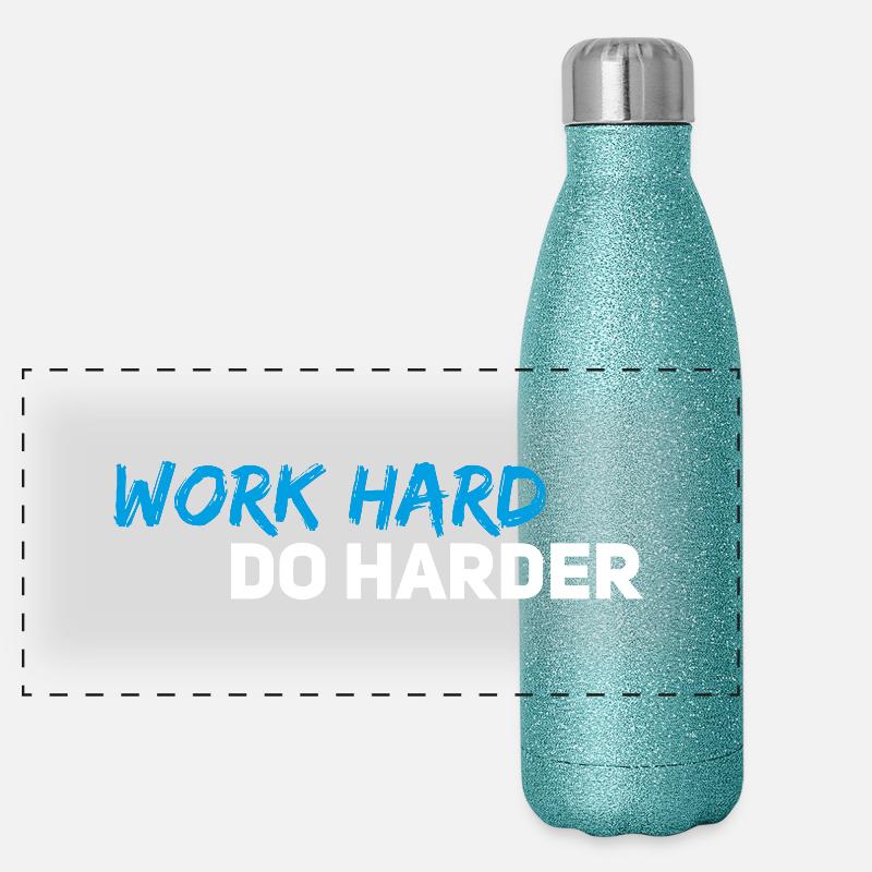 Work hard do harder Panorama Glitzer Isolierflasche 500 ml