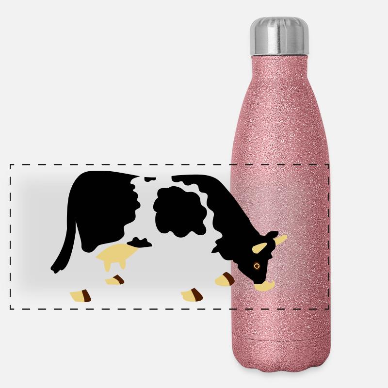 Vache avec des trous Gourde isotherme panoramique pailletée 500 ml