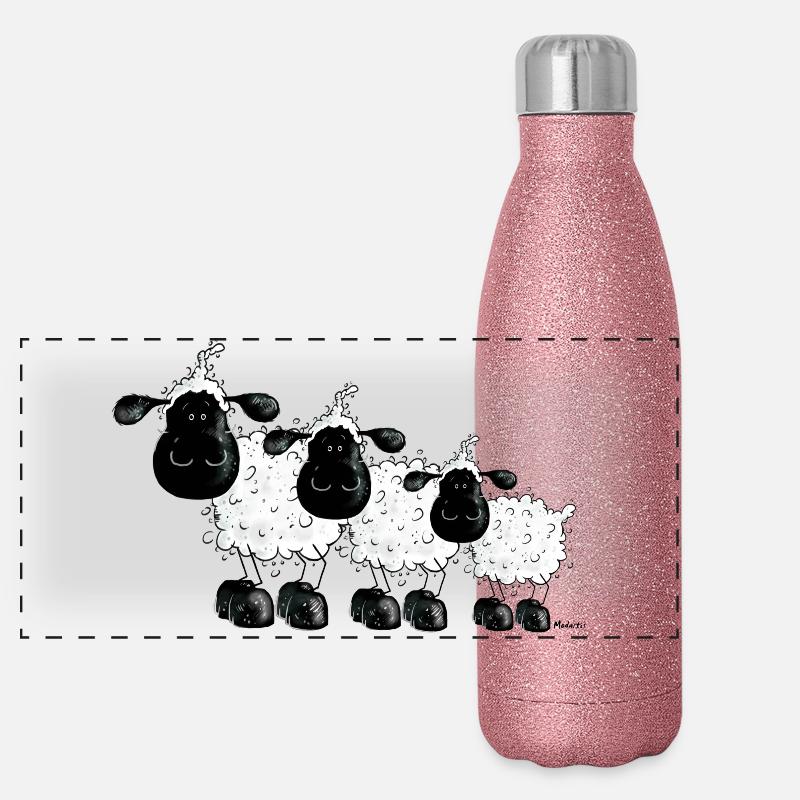 Drei Schäfchen - Schaf - Schafe- Sheep Panorama Glitzer Isolierflasche 500 ml