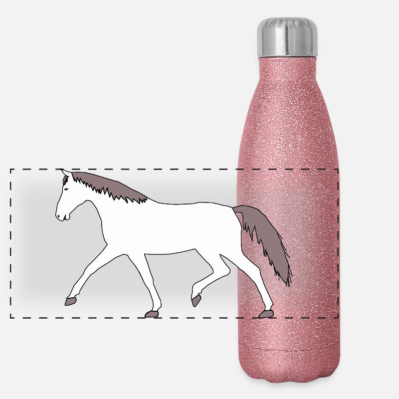 Pferd Schimmel Pferde Wallach Pferdehof Pony Kind Panorama Glitzer Isolierflasche 500 ml