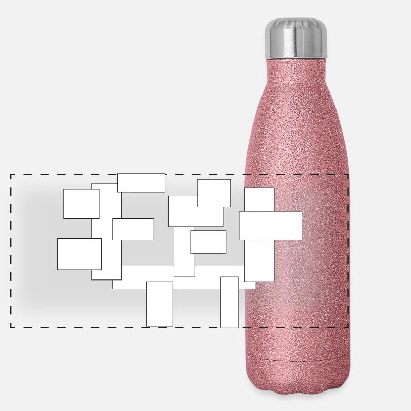 rectangles just squares in composition - Panoramic Glitter Thermal Bottle 500 ml - pink glitter