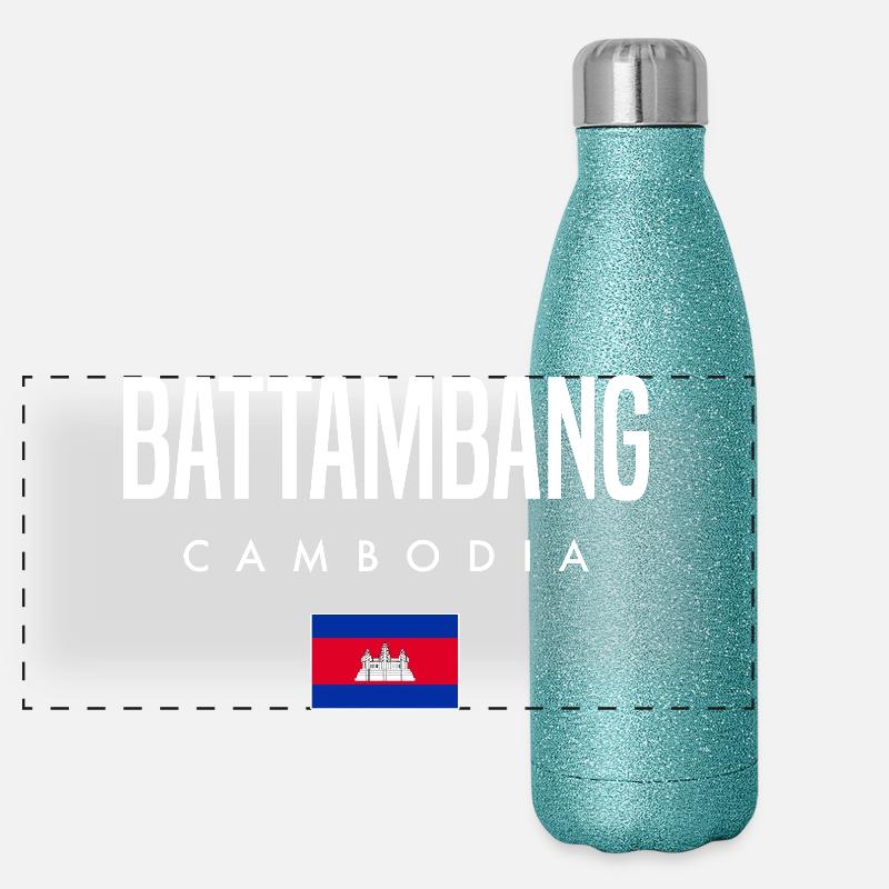 Battambang Cambodge Khmer Gourde isotherme panoramique pailletée 500 ml