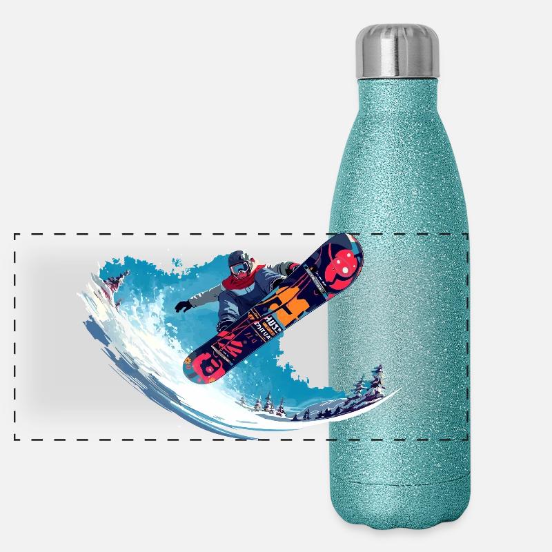 Snowboard Panorama Glitzer Isolierflasche 500 ml