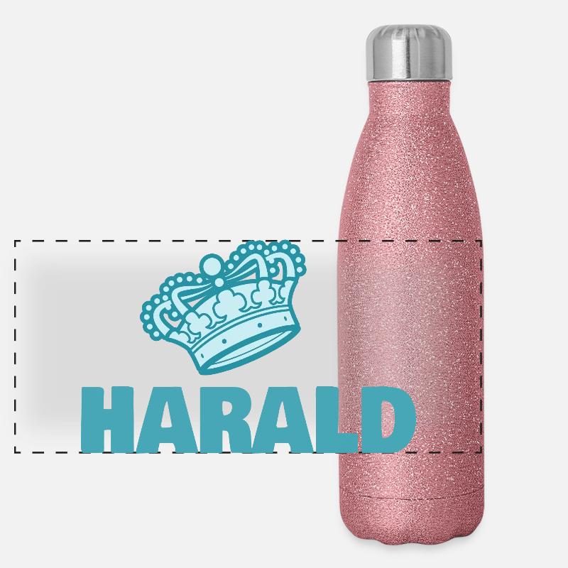 First name Harald Panoramic Glitter Thermal Bottle 500 ml