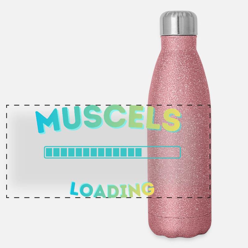 Muscle Loading Bar Graph - Panoramic Glitter Thermal Bottle 500 ml - pink glitter