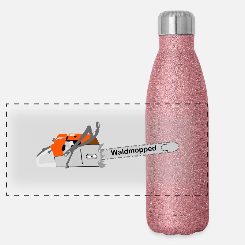 Tronçonneuse, moppes forestières Gourde isotherme panoramique pailletée 500 ml