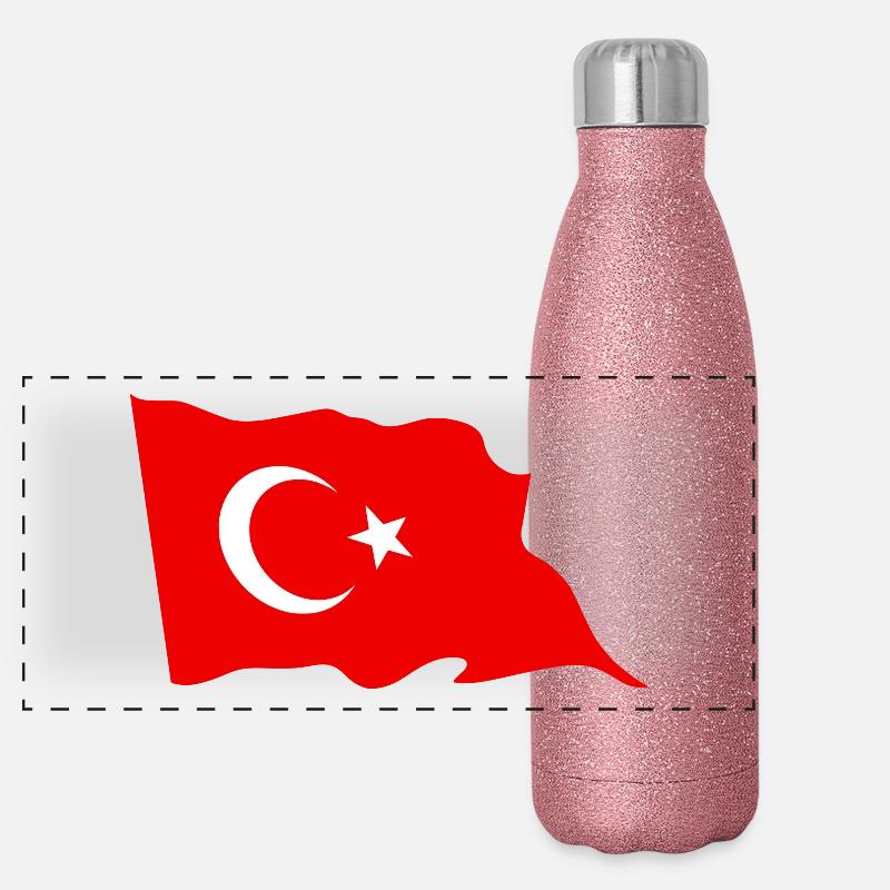 Turkey flag Panoramic Glitter Thermal Bottle 500 ml