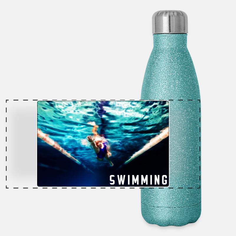 Swimming - design Panoramic Glitter Thermal Bottle 500 ml