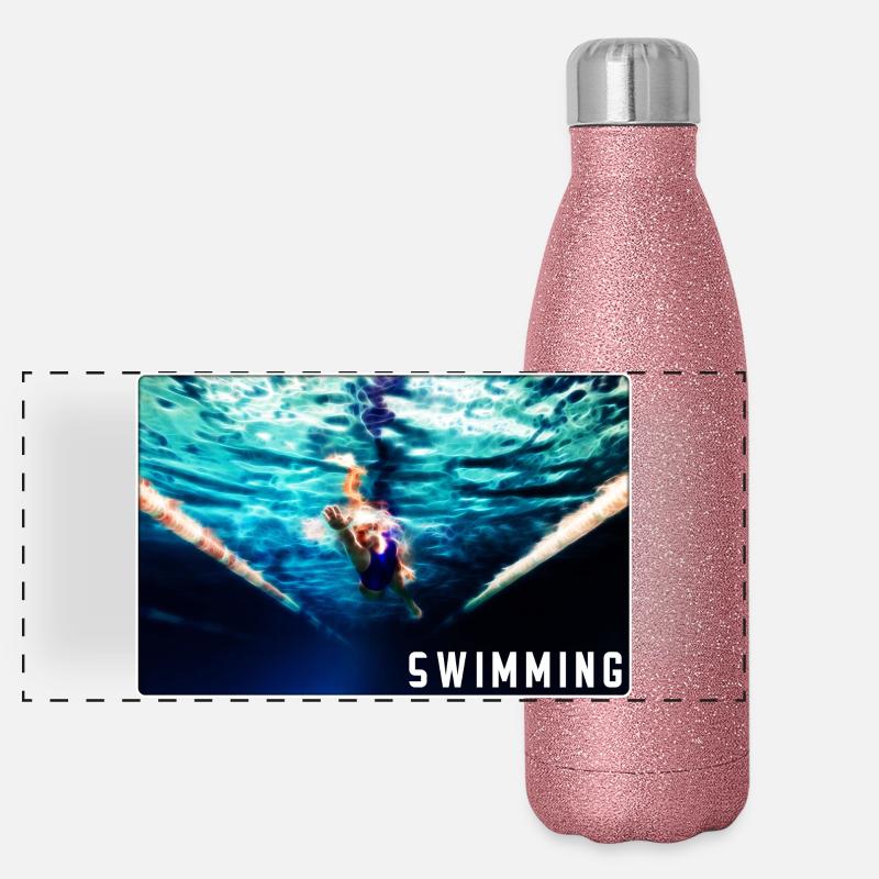 Swimming Panorama Glitzer Isolierflasche 500 ml