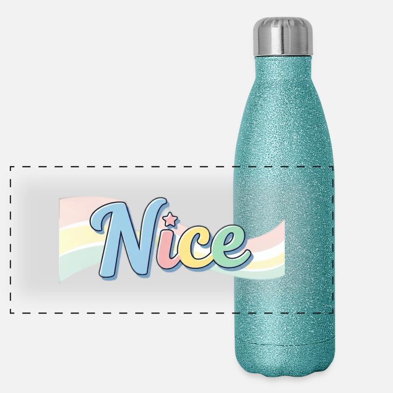 Nice Style-Design mit Regenbogentext Panorama Glitzer Isolierflasche 500 ml