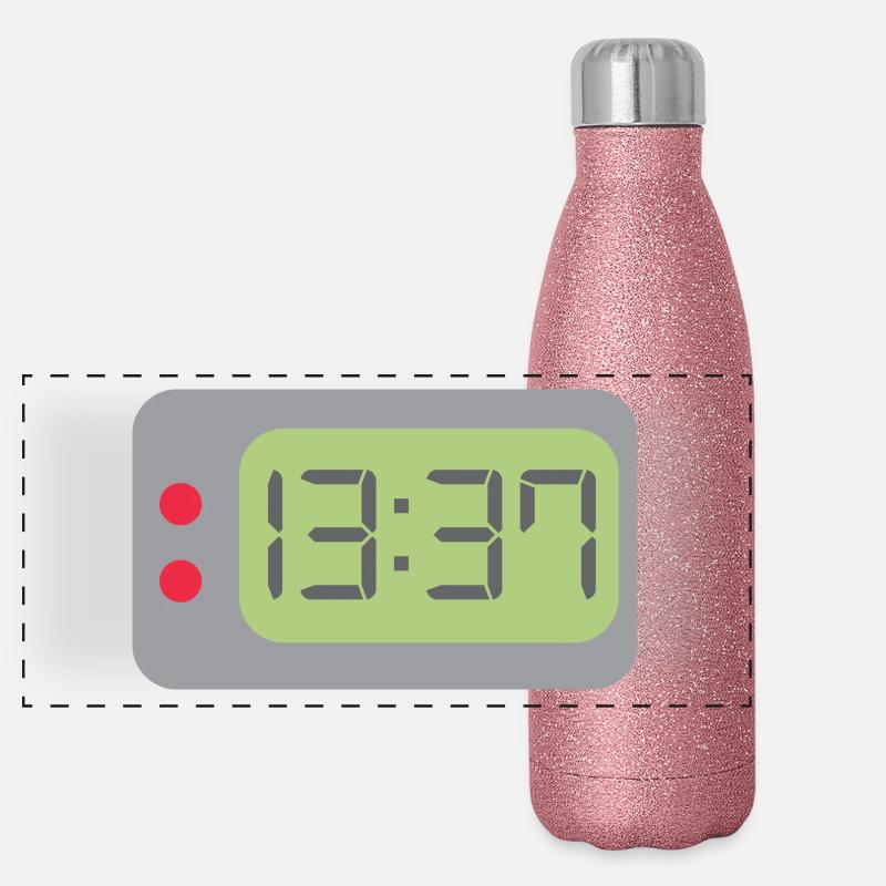 Uhr 1337 Panorama Glitzer Isolierflasche 500 ml