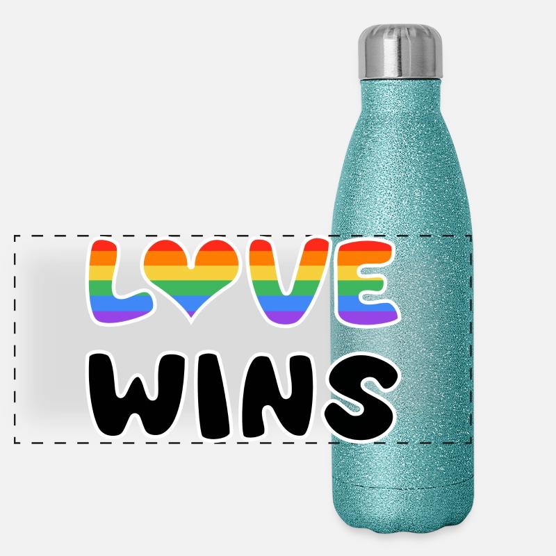 Love wins in rainbow design Panoramic Glitter Thermal Bottle 500 ml