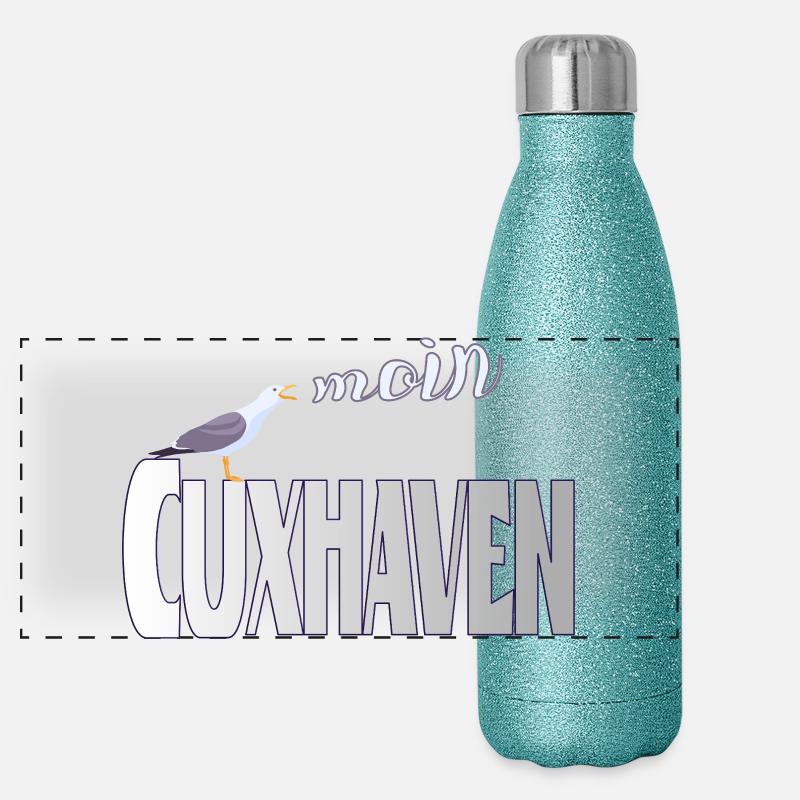 Cuxhaven Möwe & Moin Design Panorama Glitzer Isolierflasche 500 ml