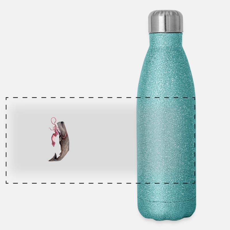 Mit Tintenfisch Pottwal - Pottwal - Cachalot Panorama Glitzer Isolierflasche 500 ml