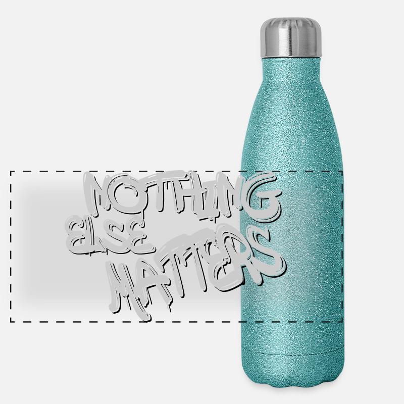 Typographie de citation graffiti : slogan gris gras Gourde isotherme panoramique pailletée 500 ml