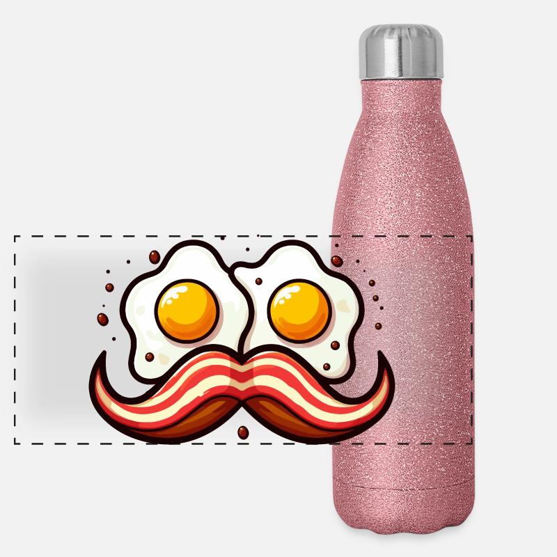 Retro Egg Mustache Panoramic Glitter Thermal Bottle 500 ml