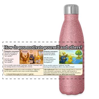How do you motivate yourself and others - Panoramic Glitter Thermal Bottle 500 ml - pink glitter - Front