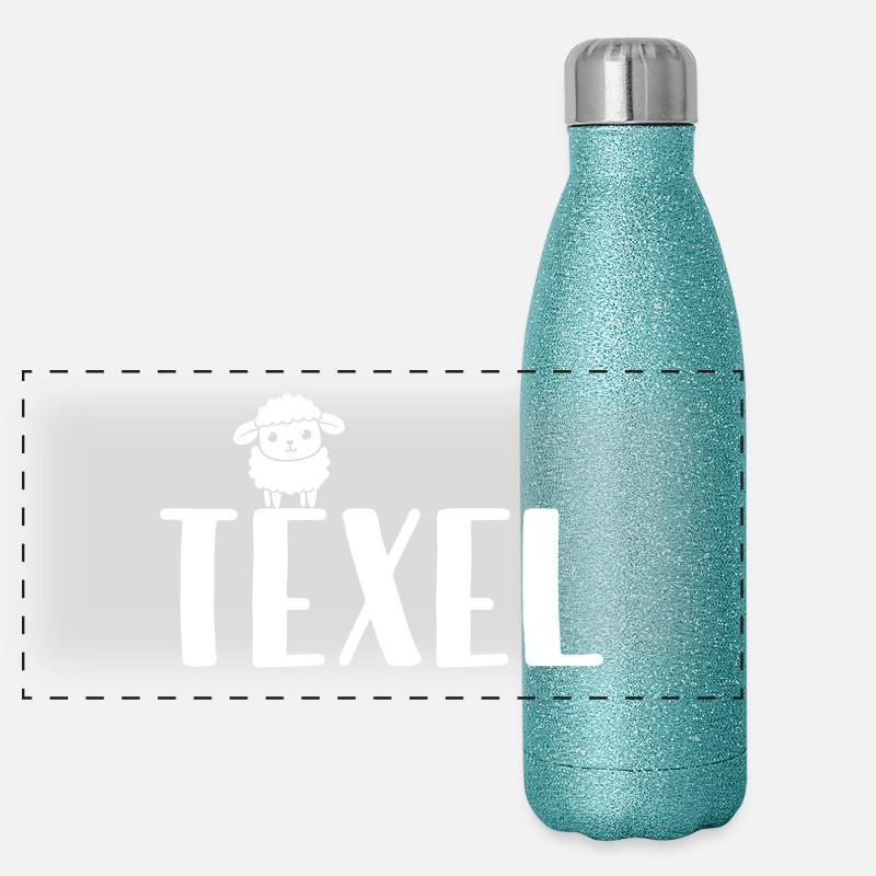 Süßes Schaf Texel Panorama Glitzer Isolierflasche 500 ml
