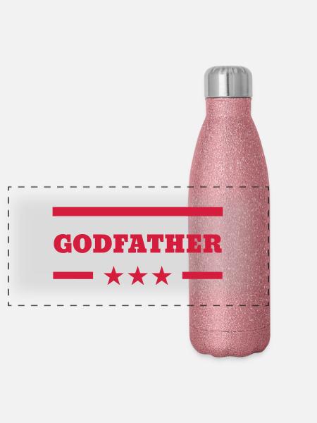 Parrain / Marraine / Filleule / Filleul - Gourde isotherme panoramique pailletée 500 ml - paillettes roses - Devant