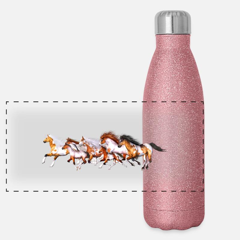 Troupeau de chevaux sauvages Gourde isotherme panoramique pailletée 500 ml