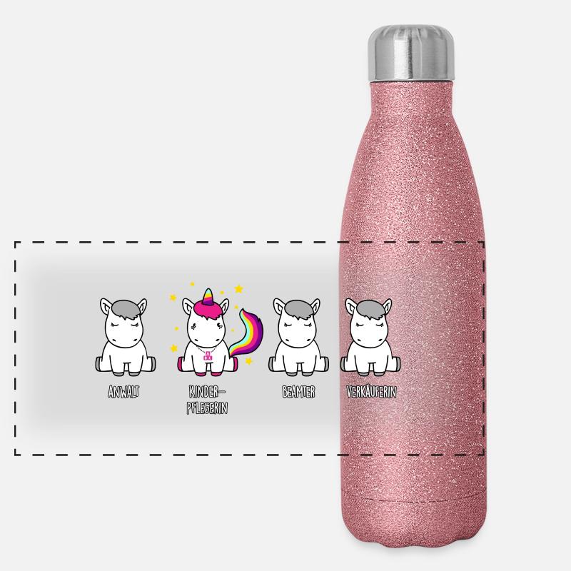Kinderpflegerin - das Einhorn in der Berufswelt Panorama Glitzer Isolierflasche 500 ml