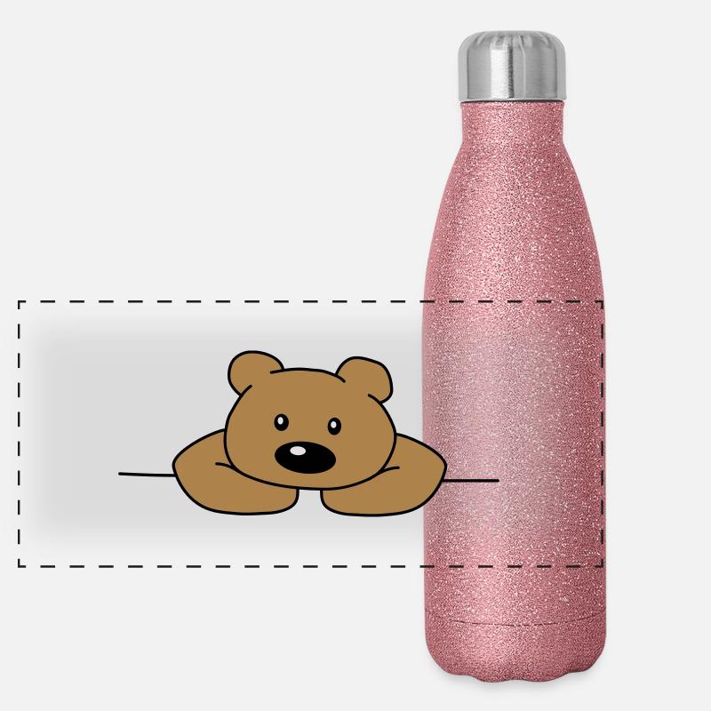Süßer Niedlicher Netter Trauriger Bär Braunbär Panorama Glitzer Isolierflasche 500 ml