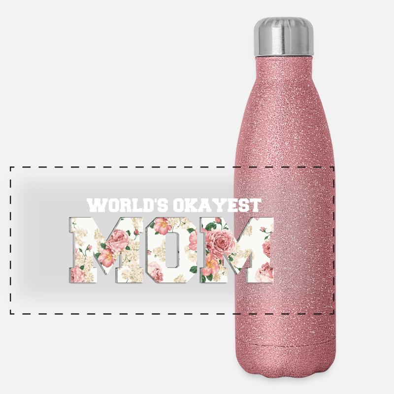 World's Okayest Mom Panorama Glitzer Isolierflasche 500 ml