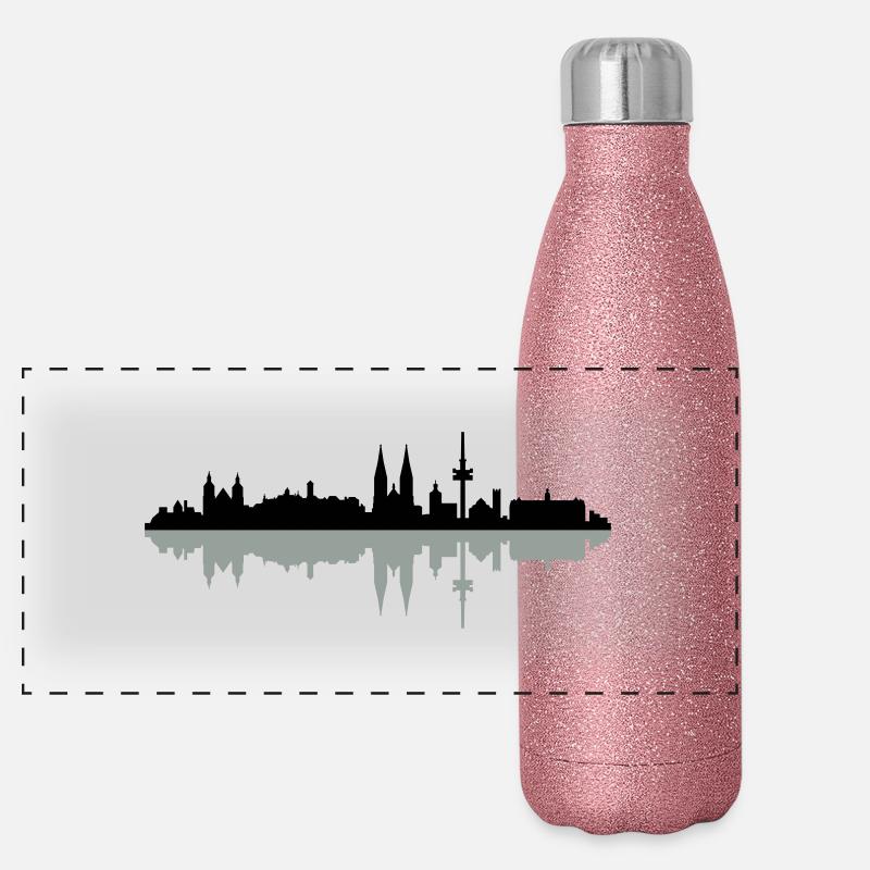 Skyline Regensburg Panorama Glitzer Isolierflasche 500 ml