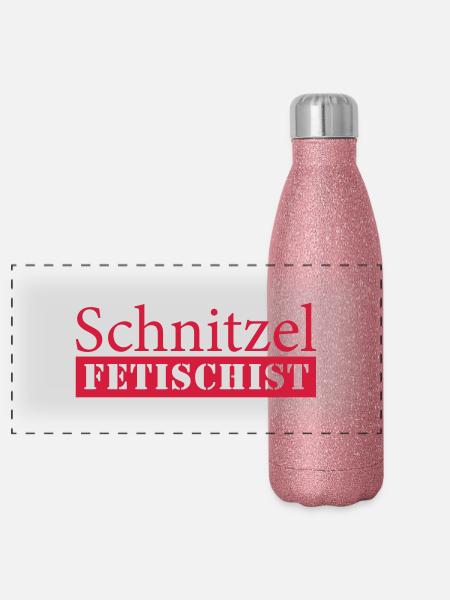 Schnitzel Fetischist - Panorama Glitzer Isolierflasche 500 ml - Pink Glitzer