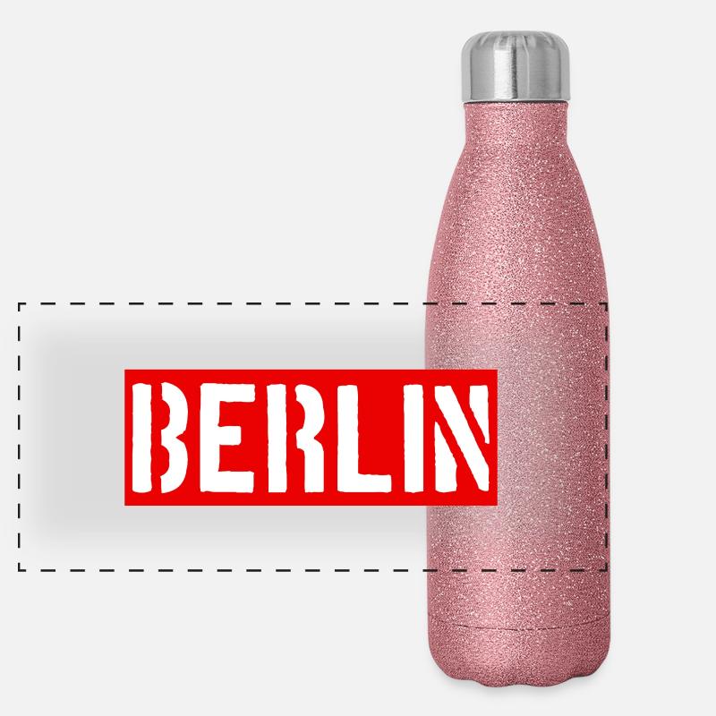 Berlin - Deutschland - Germany - Alexanderplatz Panorama Glitzer Isolierflasche 500 ml
